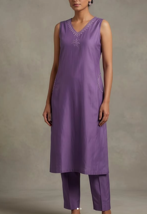 SLEEVLESS KURTHA SET